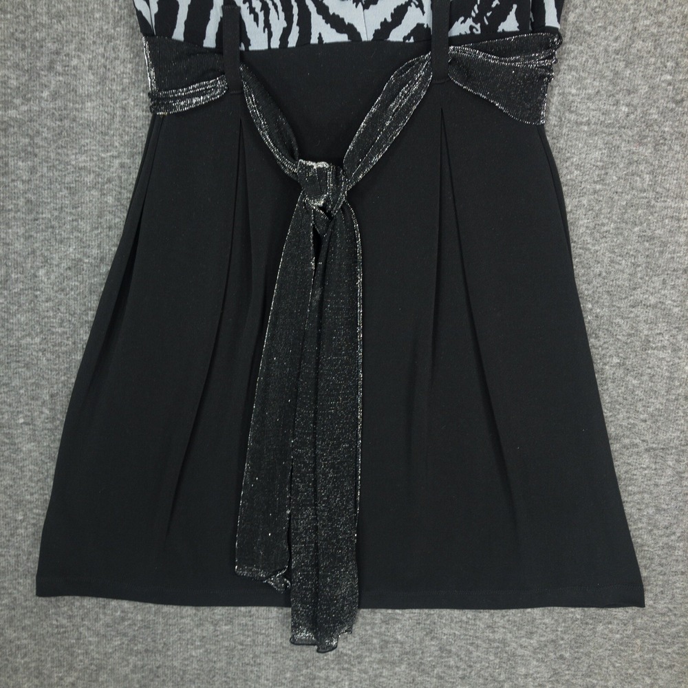 Y2K En Focus Studio Dress Zebra Print Belted Black Knee Length Womens Size 8 - Picture 3 of 7